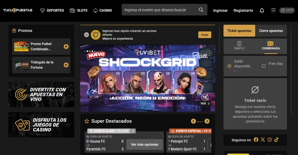 TucuApuestas plataforma de apuestas deportivas y casino en vivo.