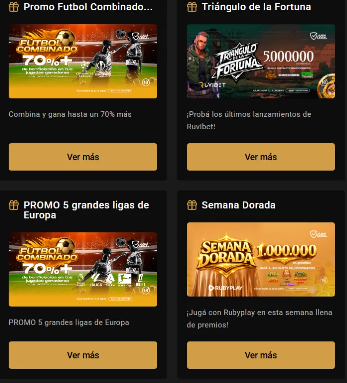 TucuApuestas promociones destacadas con bonos fútbol combinado y casino.